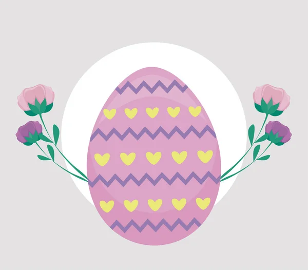 Huevo de Pascua con flores — Vector de stock