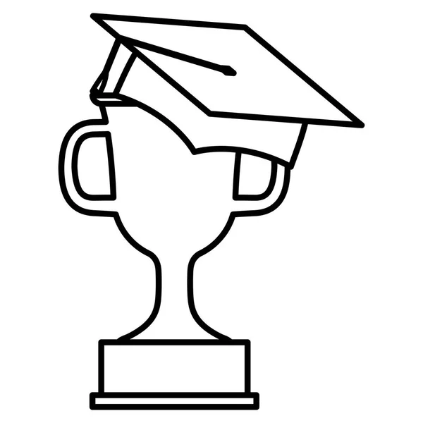 Hat graduation with trophy cup — Stock Vector