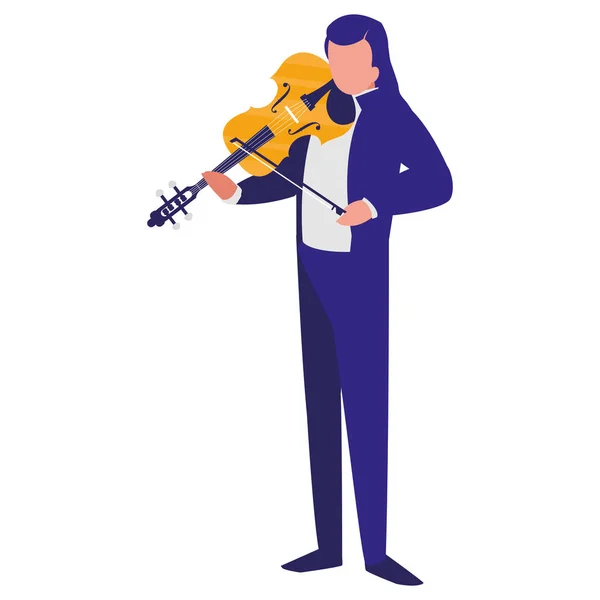 Violinist playing fiddler character — Stock Vector