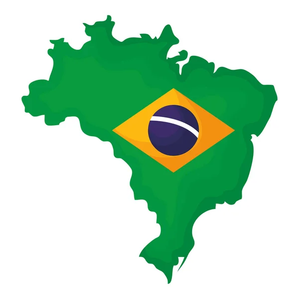 Mapa com bandeira brasileira — Vetor de Stock