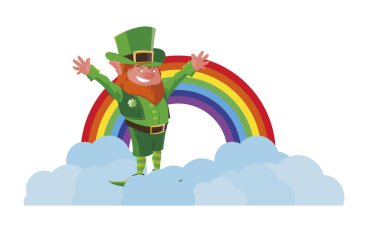 Saint patrick lemprechaun baston ve rainbow ile