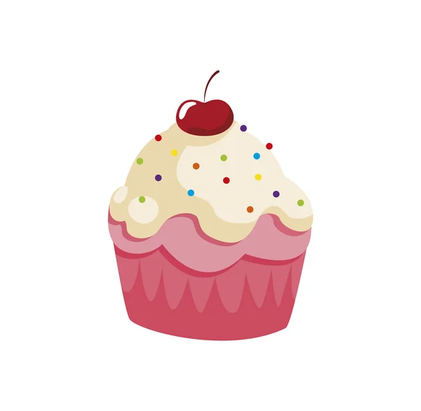 Süße Cupcake mit Kirsche — Stockvektor