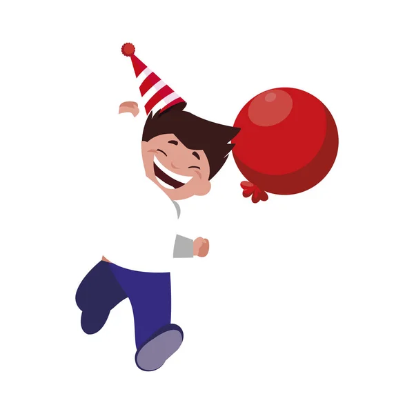 Lindo feliz chico con cumpleaños globos helio — Archivo Imágenes Vectoriales