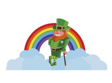Saint patrick lemprechaun baston ve rainbow ile