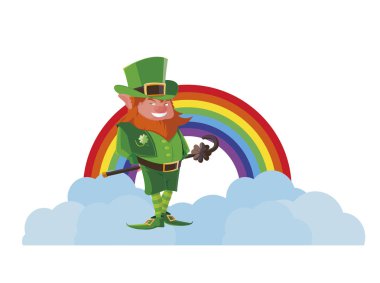 Saint patrick lemprechaun baston ve rainbow ile