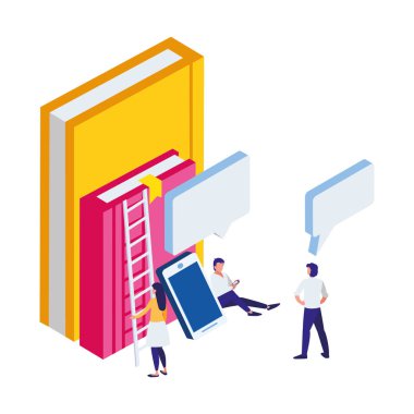 ders kitapları smartphone ve mini insanlarla kazık