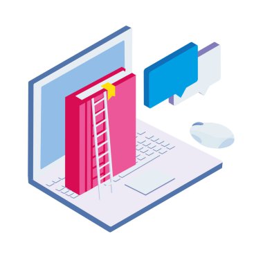 metin kitap dizüstü bilgisayar ve merdiven