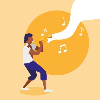 trompet karakter oynamak siyah tropikal müzisyen