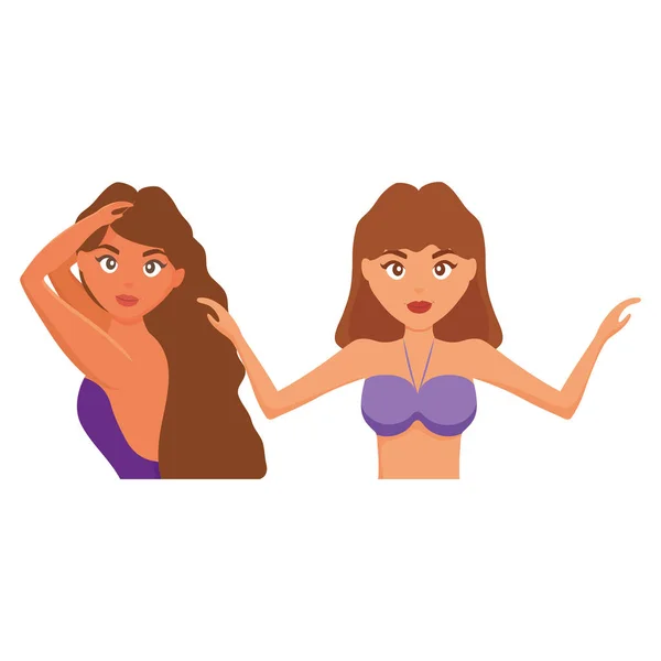 Schöne Frauen mit Badeanzügen — Stockvektor