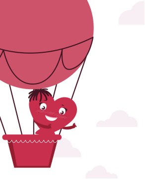 kadın kalp balon hava sıcak kawaii karakter
