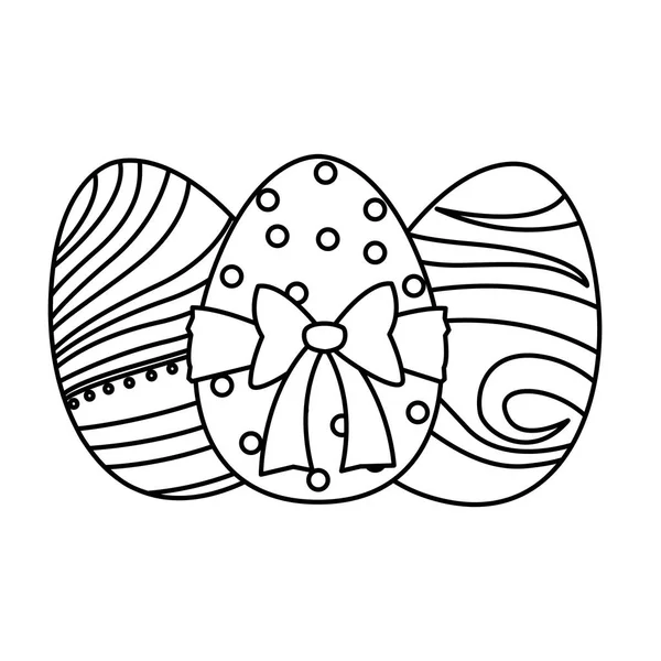 Felizes ovos de Páscoa pintados com arco — Vetor de Stock