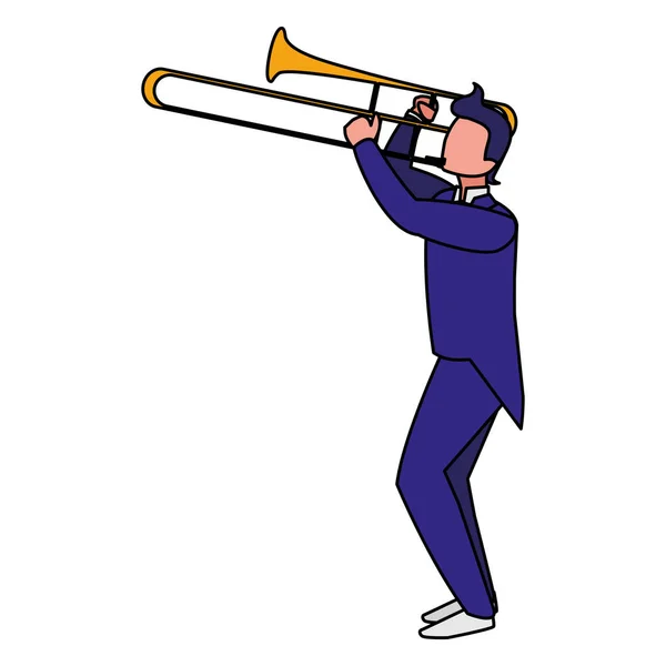 Musicien jouant du personnage de trompette — Image vectorielle