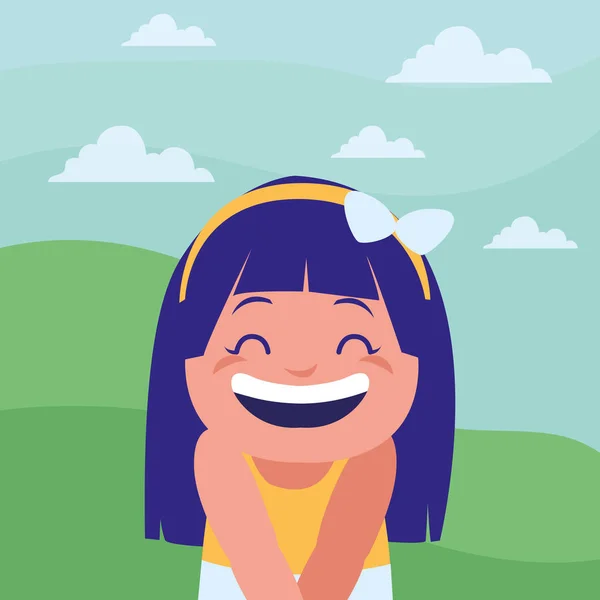 Menina feliz no acampamento — Vetor de Stock