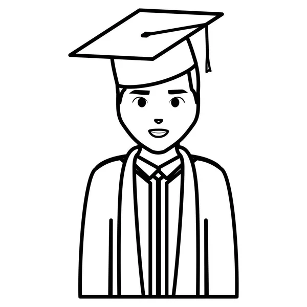 Joven estudiante graduado carácter — Vector de stock