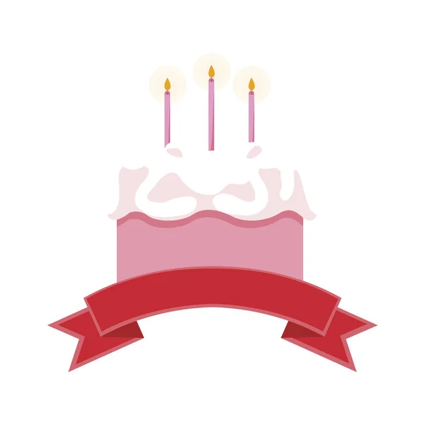 带丝带框架的甜蛋糕生日 — 图库矢量图片