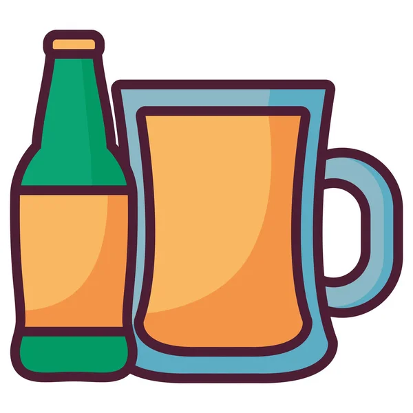 Frasco de cerveja com garrafa — Vetor de Stock
