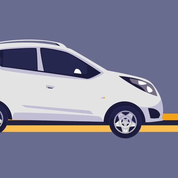 Vehículo de coche en plataforma taller mecánico — Vector de stock