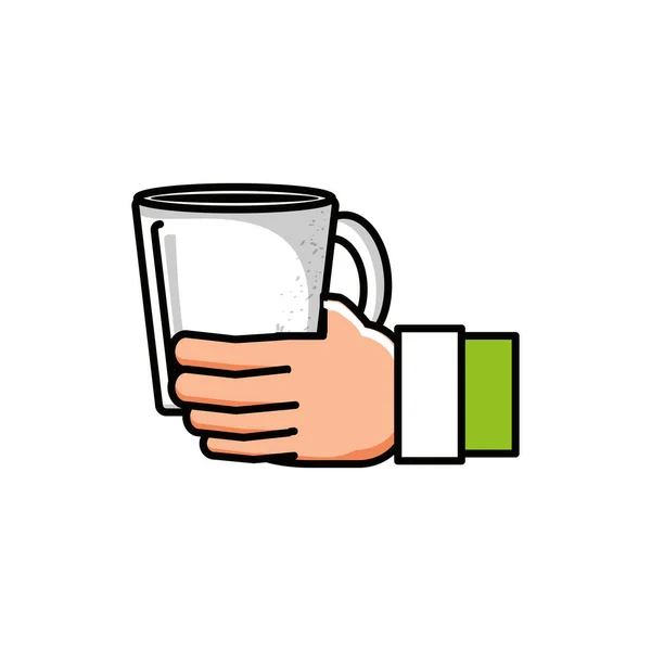 Рука с характером чашки кофе — стоковый вектор