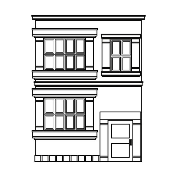 Contorno edificio casa — Vector de stock