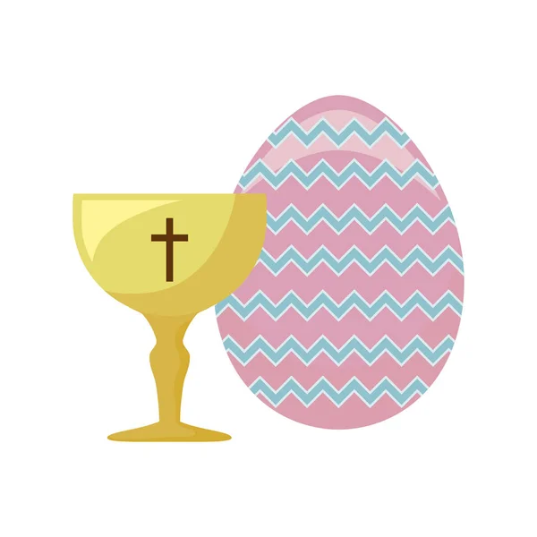 Chalice sacred with egg of easter — Stock Vector