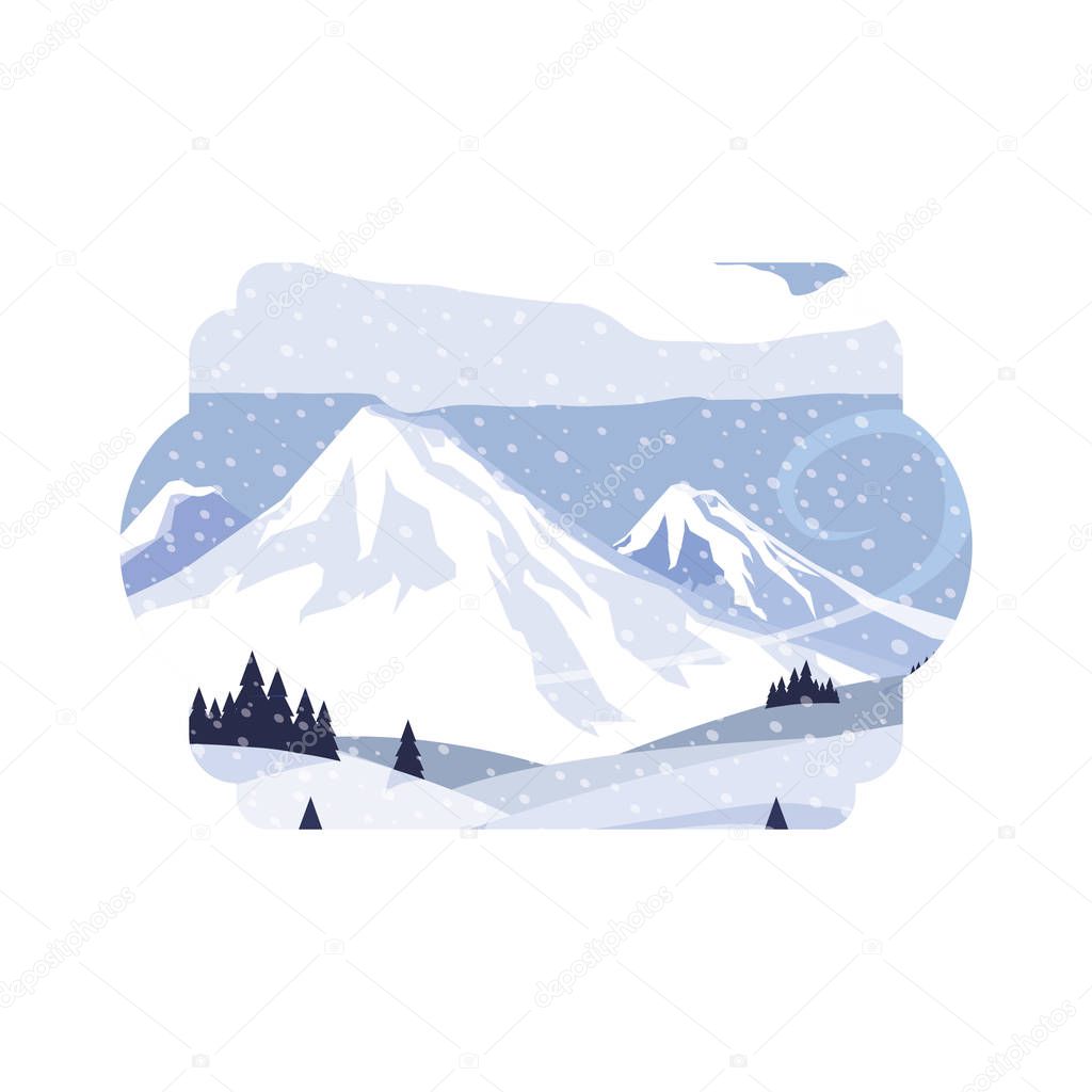 mountains snowscape scene icon