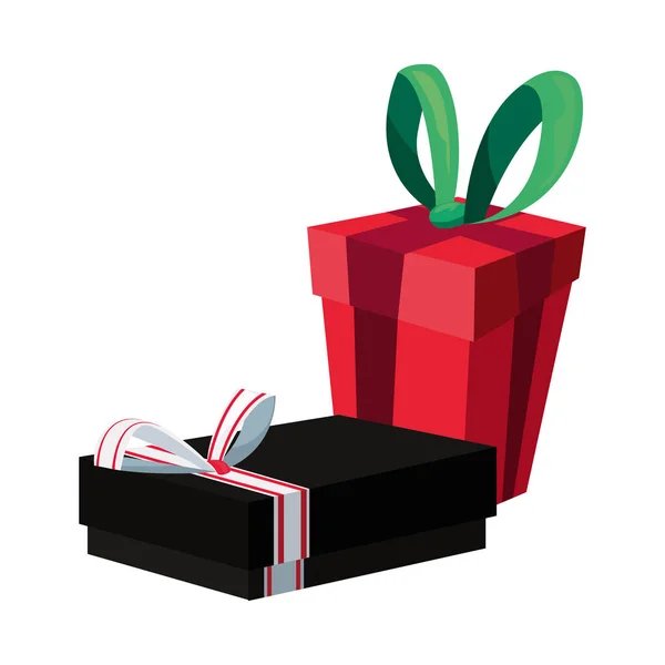 Zwei Geschenkboxen mit Schleife auf weißem Hintergrund — Stockvektor