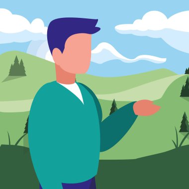 delikanlı dağlar manzara sahnesinde