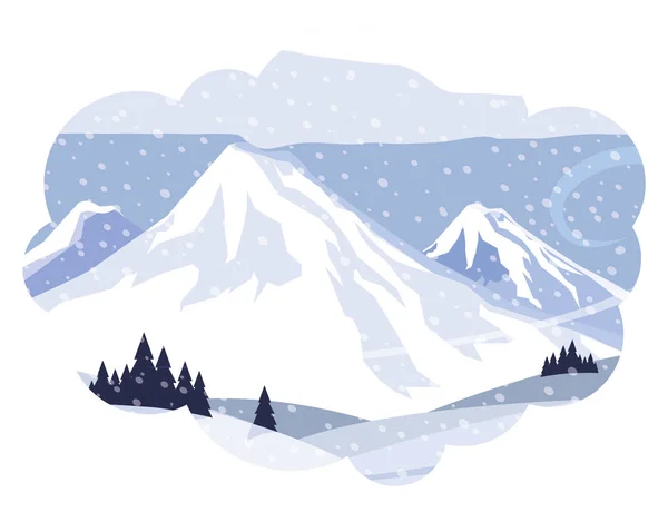 Горы со снежными соснами — стоковый вектор