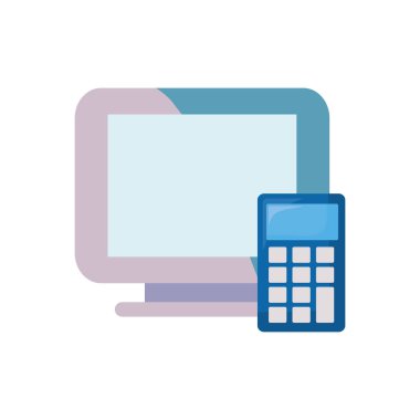 Beyaz arka plan üzerinde bilgisayar hesap makinası