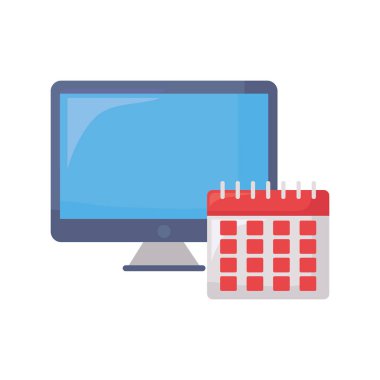 bilgisayar ve beyaz arka plan üzerinde takvim