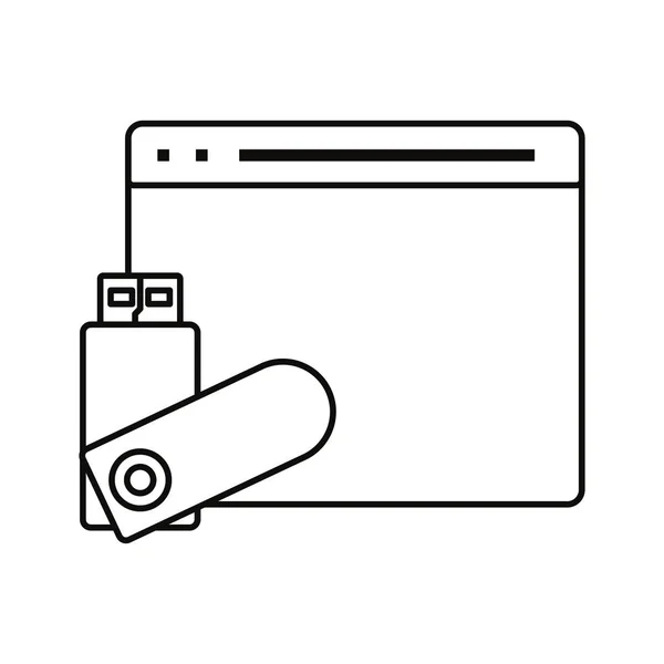 Website und USB auf weißem Hintergrund — Stockvektor