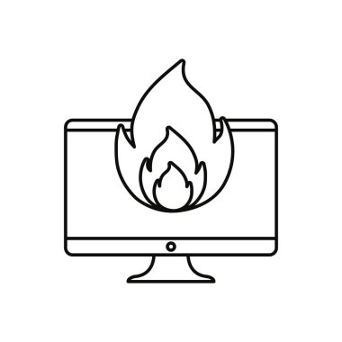 bilgisayar yangın beyaz arka plan