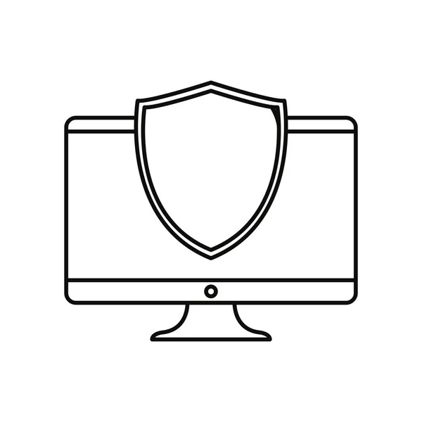 白色背景上的计算机屏蔽保护 — 图库矢量图片