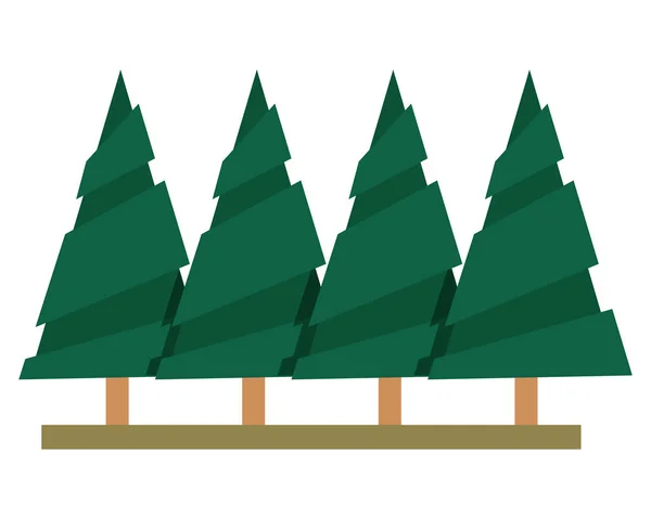 Fenyő fa erdei fehér háttér — Stock Vector