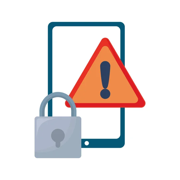 Advertencia de seguridad del teléfono móvil sobre fondo blanco — Archivo Imágenes Vectoriales