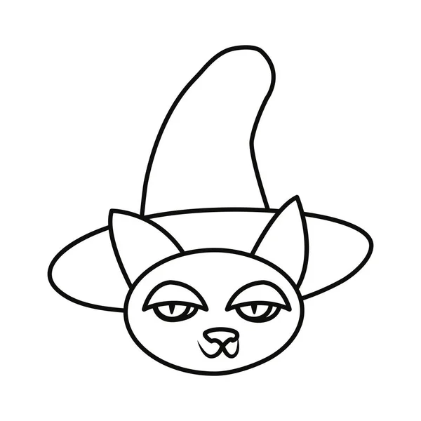 猫のハロウィンと魔女の帽子 — ストックベクタ