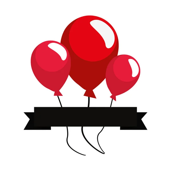 Κόκκινα μπαλόνια διακόσμηση σε λευκό φόντο — Διανυσματικό Αρχείο