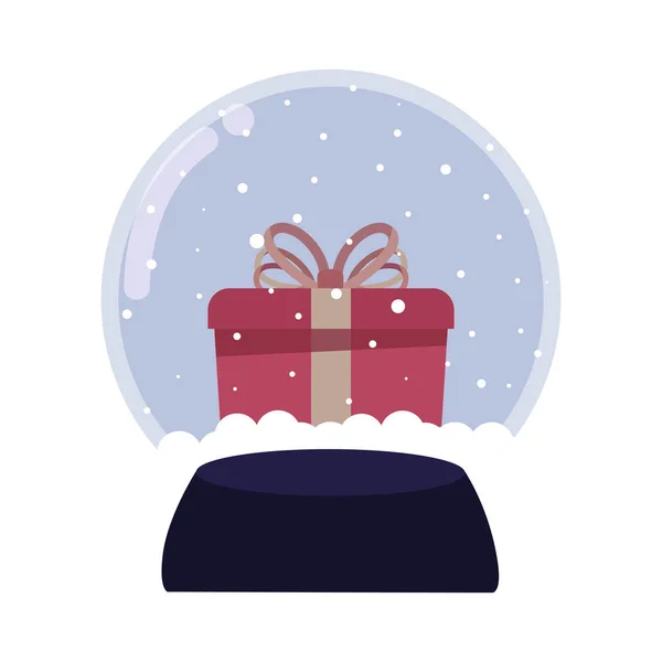 Christmas gift snow globe decoration — Stock Vector