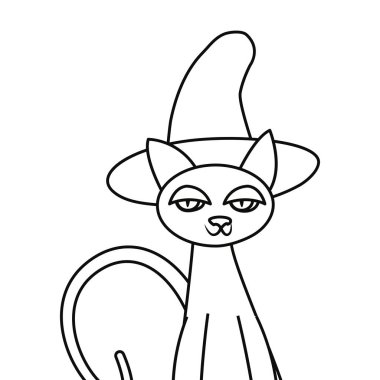 kedi Cadılar Bayramı ve cadı şapka