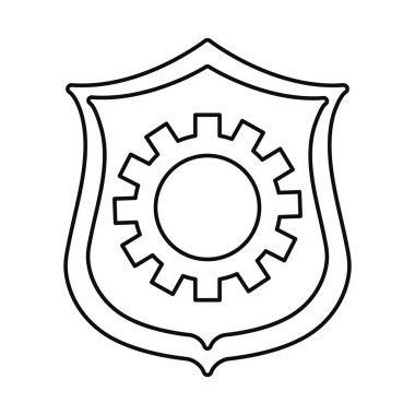 Beyaz arka plan üzerinde kalkan koruması dişli