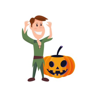 çocuk ile kabak içinde halloween kılık