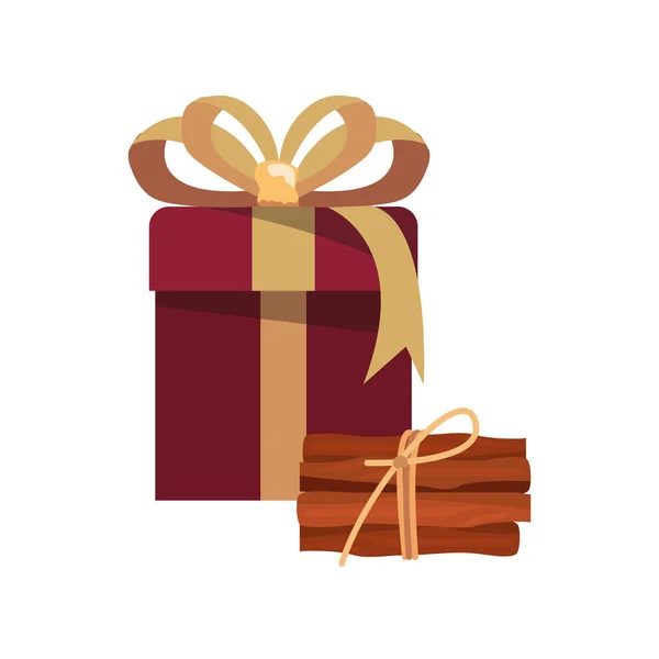 Weihnachten Geschenk-Box Zimt Dekoration — Stockvektor