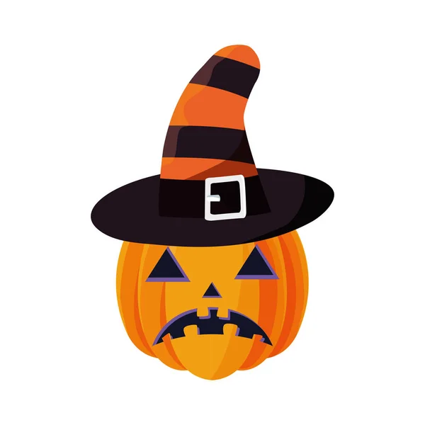 Halloween abóboras e chapéu traje — Vetor de Stock