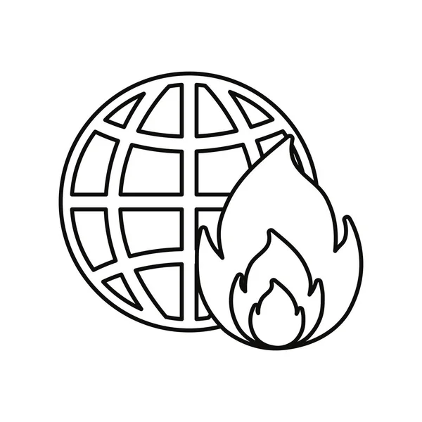 Fuego mundial sobre fondo blanco — Vector de stock
