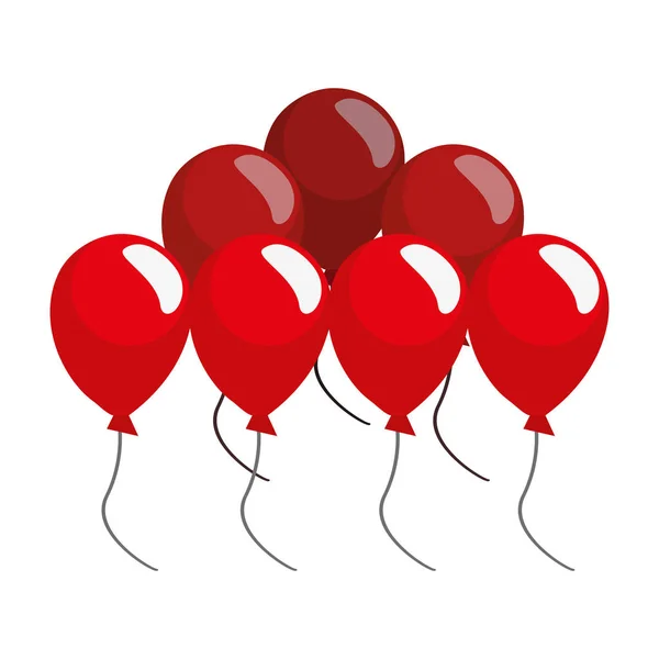 Haufen Luftballons Party auf weißem Hintergrund — Stockvektor