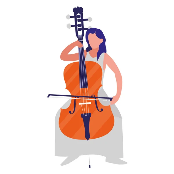 Скрипач играет на виолончели — стоковый вектор