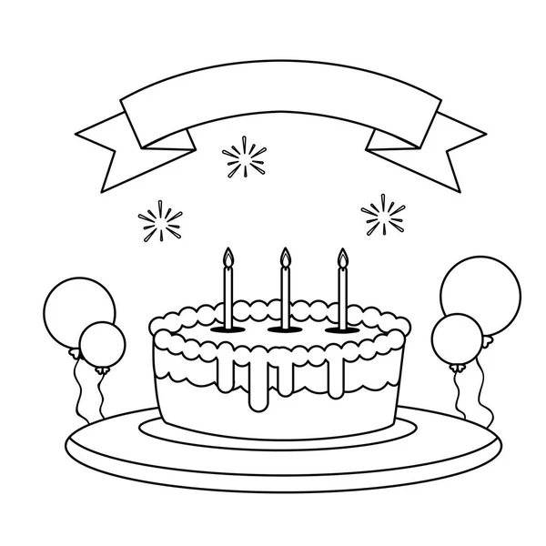 Édes sütemény születésnapi hélium ballonok — Stock Vector