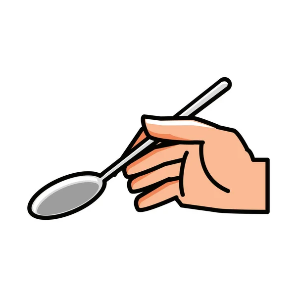 Рука с кухонной ложкой — стоковый вектор
