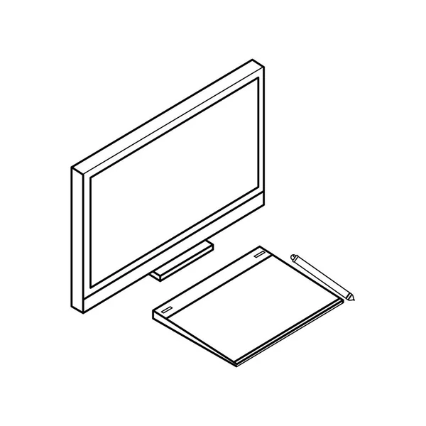 Icona computer desktop isolato — Vettoriale Stock