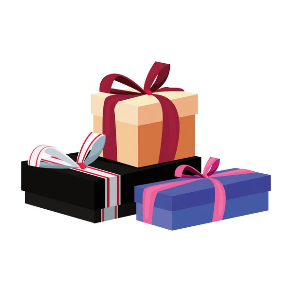 Verpakt geschenk dozen partij viering — Stockvector